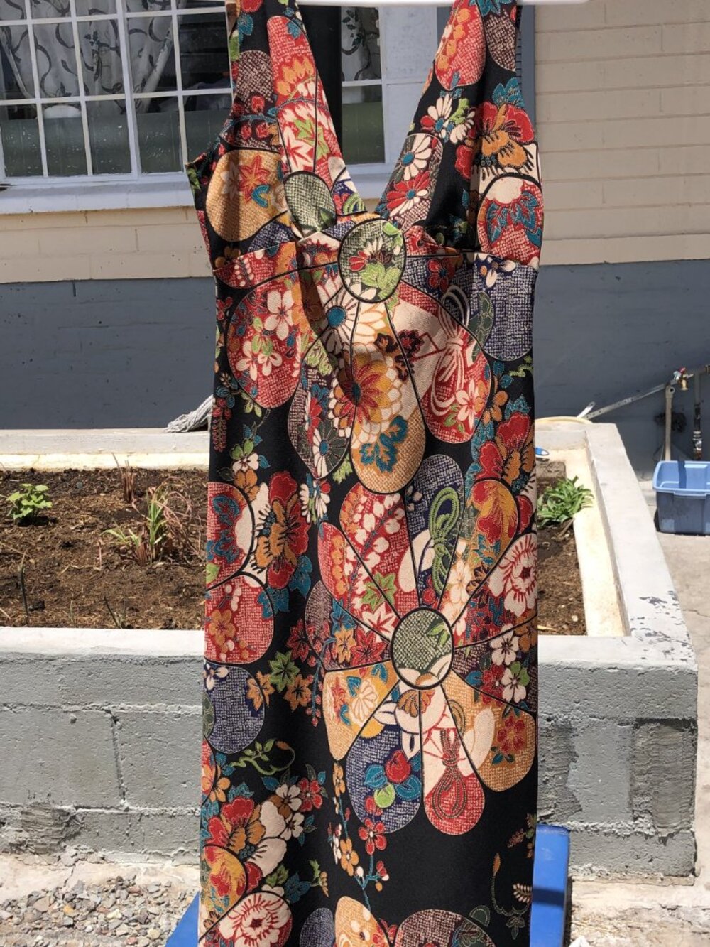 Vtg Melissa M. Y2K Boho Midi Dress | 100% Rayon Japanese Yuwa Print | Made in US
